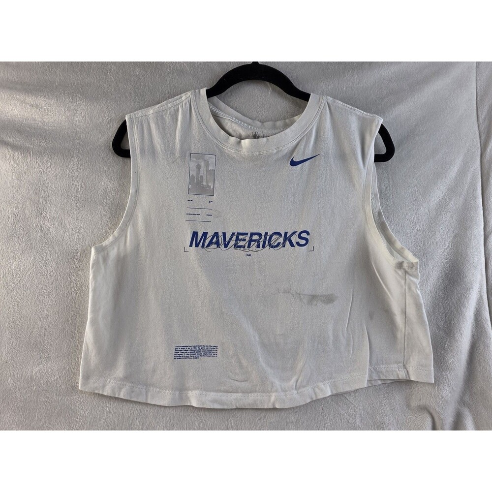 Women's Dallas Mavericks White Cropped Muscle Tank Top / Sleeveless Tee